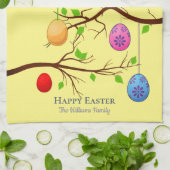 Hanging Ostereier, Frühlingszweige Geschirrtuch (Gefaltet)