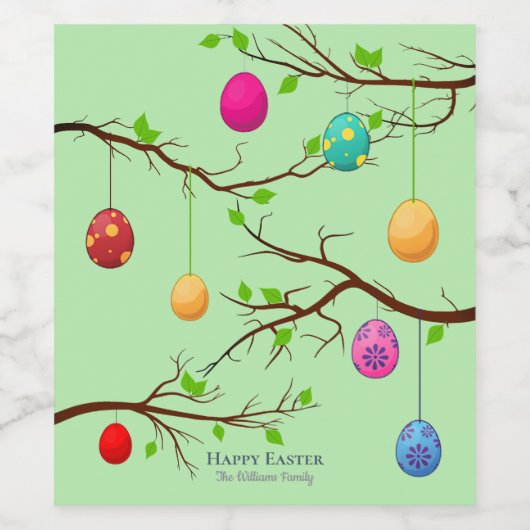 Hanging Ostereier, Frühlingszweige Weinetikett (Einzelnes Label)