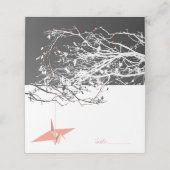 Hanging Peach Origami Paper Krane asiatische Hochz Platzkarte (Außenseite Aufgefaltet)
