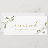 Hanging Reserved Greenery Gold Wedding Sign Einladung (Rückseite)