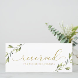 Hanging Reserved Greenery Gold Wedding Sign Einladung