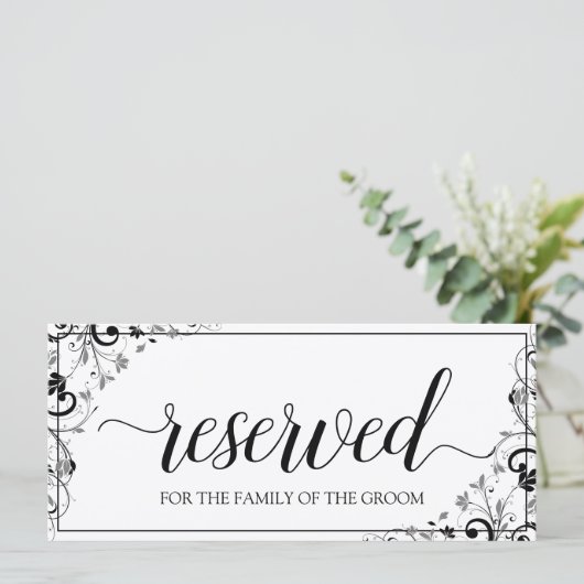 Hanging Reserved Sign | Chic Bouquet (Black & Gray (Stehend Vorderseite)