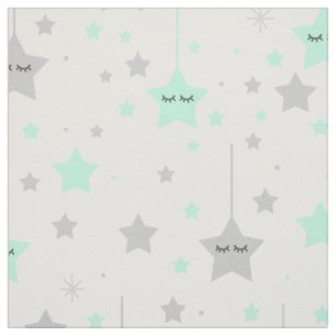 Hanging Sleepy Eyes Stars Mint Green Gray Stoff