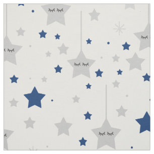 Hanging Sleepy Eyes Stars Navy Blue Gray Stoff
