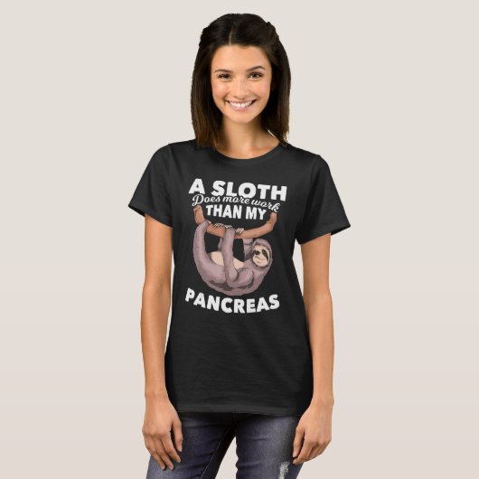 Hanging Sloth Bauchspeicheldrüse Diabetische Funny T-Shirt (Vorne ganz)