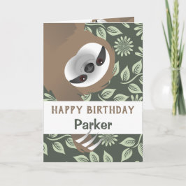 Hanging Sloth Happy Birthday Card Karte