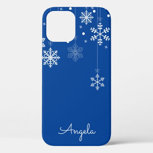 Hanging Snowflakes Blue Unique Name iPhone 12 Fall Case-Mate iPhone Hülle (Rückseite)