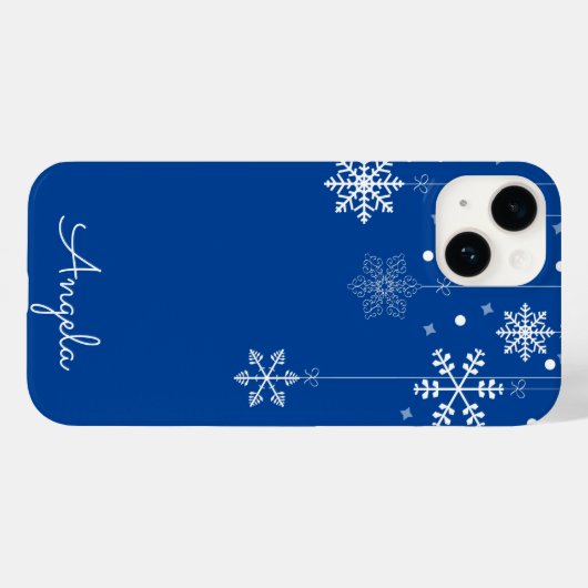 Hanging Snowflakes Blue Unique Name iPhone 14 Fall Case-Mate iPhone Hülle (Rückseite (Horizontal))