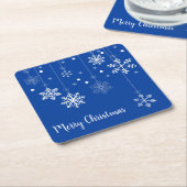 Hanging Snowflakes Merry Xmas Blue Paper Untersetz Rechteckiger Pappuntersetzer (angewinkelt)
