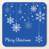 Hanging Snowflakes Merry Xmas Blue Paper Untersetz Rechteckiger Pappuntersetzer (Vorderseite)