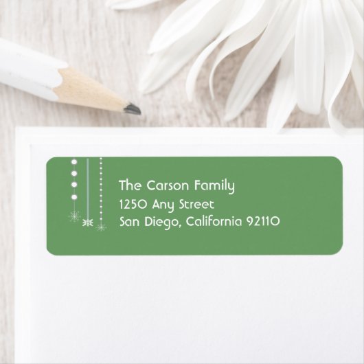 Hanging Snowflakes Return Address Label (grün) (Insitu)