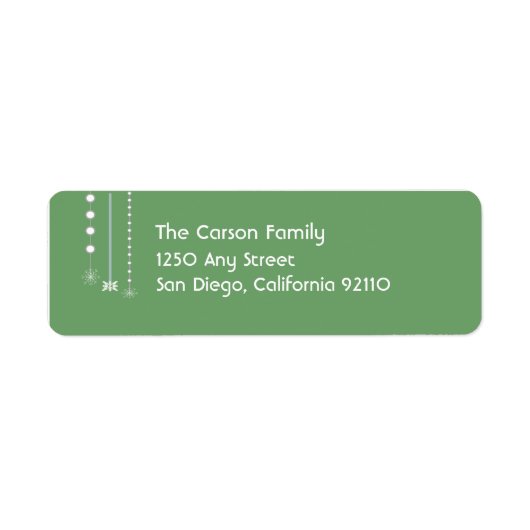 Hanging Snowflakes Return Address Label (grün) (Vorne)