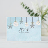 Hanging Starfish & Sand Dollar Beach RSVP-Karte Einladung (Stehend Vorderseite)