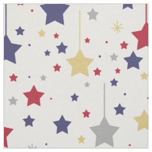 Hanging Stars Red Blue Silver Gold Stoff