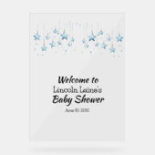 Hanging startet Baby Boy Blue Baby Shower Acrylschild (Vorderseite)