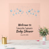 Hanging startet Baby Boy Blue Baby Shower Acrylschild (Hochzeit)