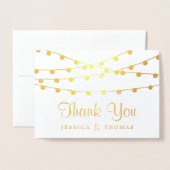 Hanging String Lights Modernes Foto Hochzeit Folienkarte (Vorderseite mit Umschlag)