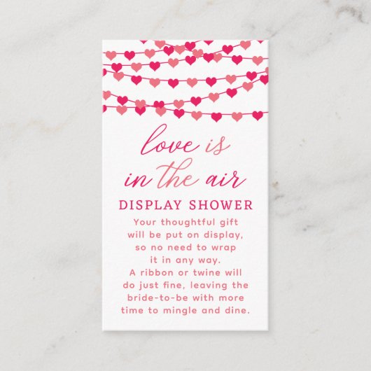 Hanging String Love Hearts Bridal Shower Begleitkarte (Vorderseite)