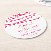 Hanging String Love Hearts Bridal Shower Runder Pappuntersetzer (Angewinkelt)