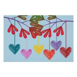 Hanging Tree Hearts Poster