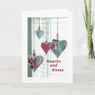 HANGING VALENTINE'S DAY HEARTS SEND KISS/WISH FEIERTAGSKARTE