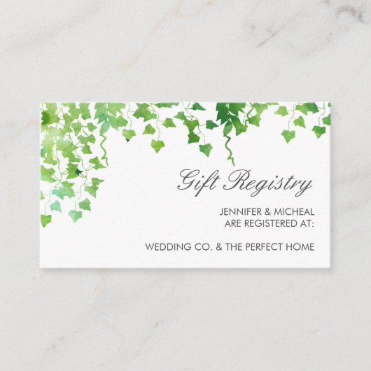 Hanging Vines Greenerity Wedding Gift Registrierun Begleitkarte (Vorderseite)