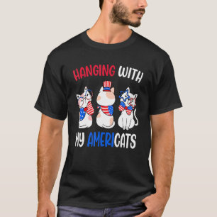 Hanging With My Americats USA Amerikanische Katzen T-Shirt
