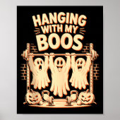Hanging With My Boos Funny Halloween Ghost Workout Poster (Vorne)