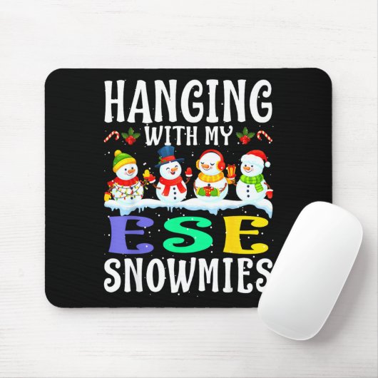 Hanging With My Ese Snowmies Teacher Christmas Gif Mousepad (Mit Mouse)
