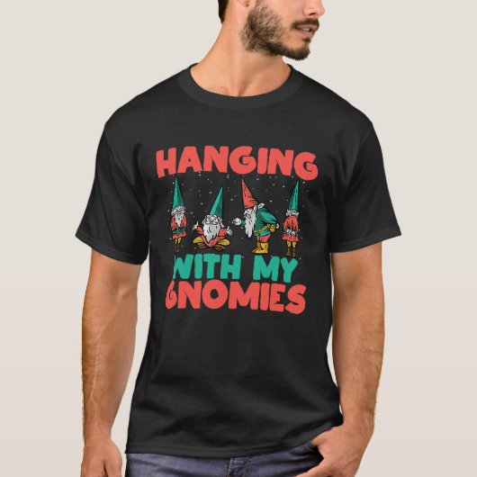 Hanging With My Gnomies Christmas Gnomes Squad Mat T-Shirt (Vorderseite)