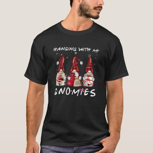 Hanging With My Gnomies Christmas Pajamas Family M T-Shirt (Vorderseite)