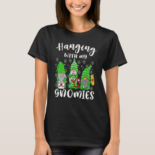 Hanging With My Gnomies Nurse Shamrock Clover Patr T-Shirt (Vorderseite)