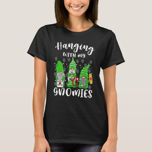 Hanging With My Gnomies Nurse Shamrock Clover Patr T-Shirt (Vorderseite)