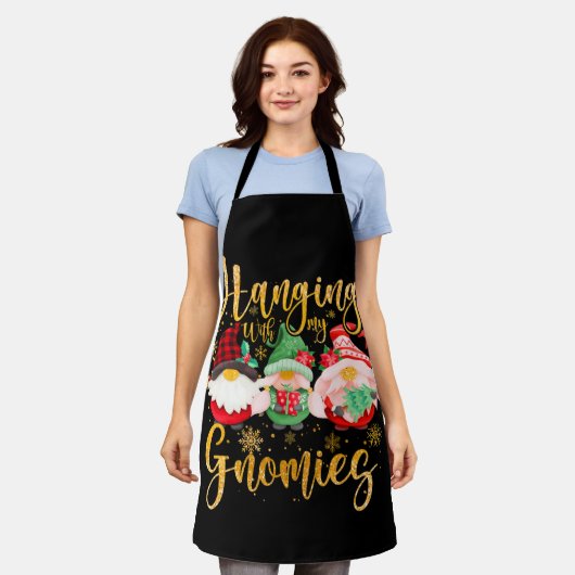 Hanging With My Gnomies Santa Gnome Christmas Paja Schürze (Getragen)