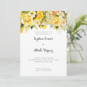Hanging Yellow Flowers White Garden Wedding Einladung (Stehend Vorderseite)