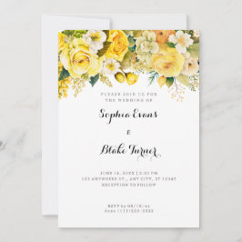 Hanging Yellow Flowers White Garden Wedding Einladung