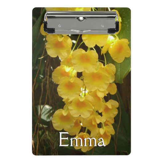 Hanging Yellow Orchids Tropical Flowers Mini Klemmbrett (Vorderseite)