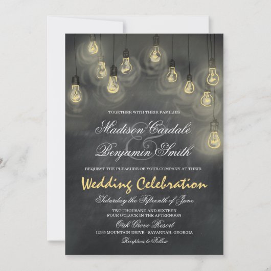 Hanglights Vintage Chalkboard-Hochzeiten Einladung (Vorderseite)