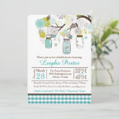 HangMason Jars Baby oder Brautparty Einladung (Stehend Vorderseite)