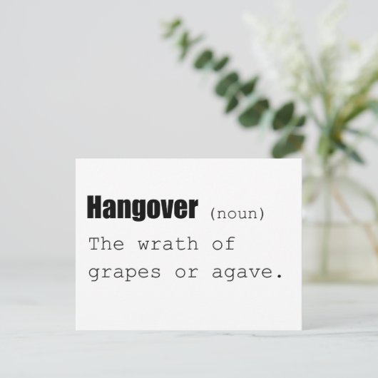 Hangover Definition Funny Postkarte (Stehend Vorderseite)