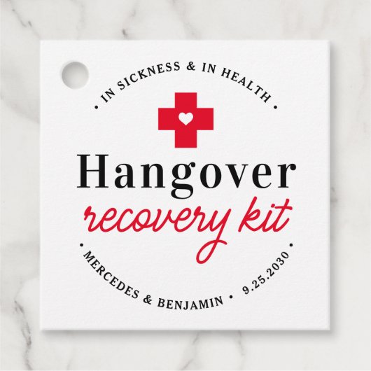 Hangover Erholung Kit Personalisiert Wedding Party Geschenkanhänger (Vorderseite)