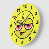 Hangover Face Emoji Große Wanduhr (Winkel)