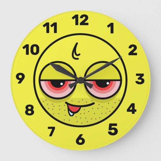 Hangover Face Emoji Große Wanduhr (Vorderseite)