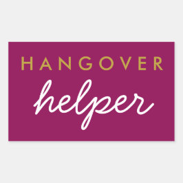 Hangover Helper Gastgeschenk Hochzeit Magenta Gold Rechteckiger Aufkleber