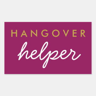 Hangover Helper Gastgeschenk Hochzeit Magenta Gold Rechteckiger Aufkleber