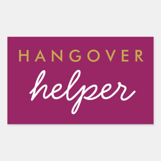 Hangover Helper Gastgeschenk Hochzeit Magenta Gold Rechteckiger Aufkleber (Vorderseite)