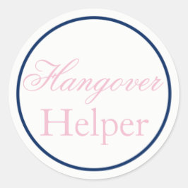 "Hangover Helper" Hochzeitsaufkleber Rosa/Marine Runder Aufkleber