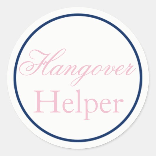 "Hangover Helper" Hochzeitsaufkleber Rosa/Marine Runder Aufkleber (Vorderseite)