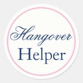 "Hangover Helper" Hochzeitsaufkleber Rosa/Marine Runder Aufkleber