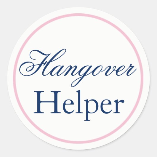 "Hangover Helper" Hochzeitsaufkleber Rosa/Marine Runder Aufkleber (Vorderseite)